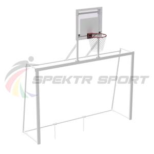 Купить Ворота мини-футбольные с баскетбольным щитом из оргстекла и кольцом в Абинске 