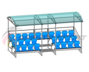 Купить Трибуна для зрителей 3 ряда на 26 мест с навесом и перилами в Абинске 
