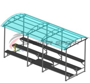 Купить Трибуна для зрителей 3 ряда на 26 мест с навесом (лавки - фанера) в Абинске 